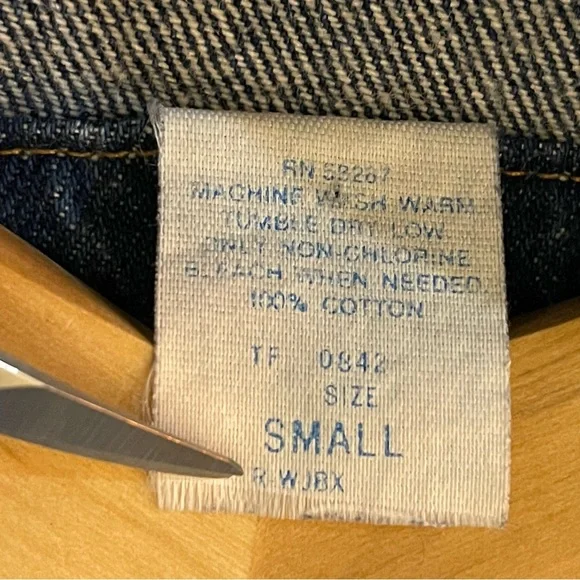 Y2K Vintage  Denim Trucker Jacket S Blue Hand Painted USA - Picture 8 of 10